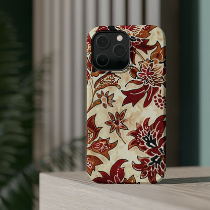 Floral Vintage Red & Cream Magnetic Impact - Resistant Phone Case - DIGITAL X