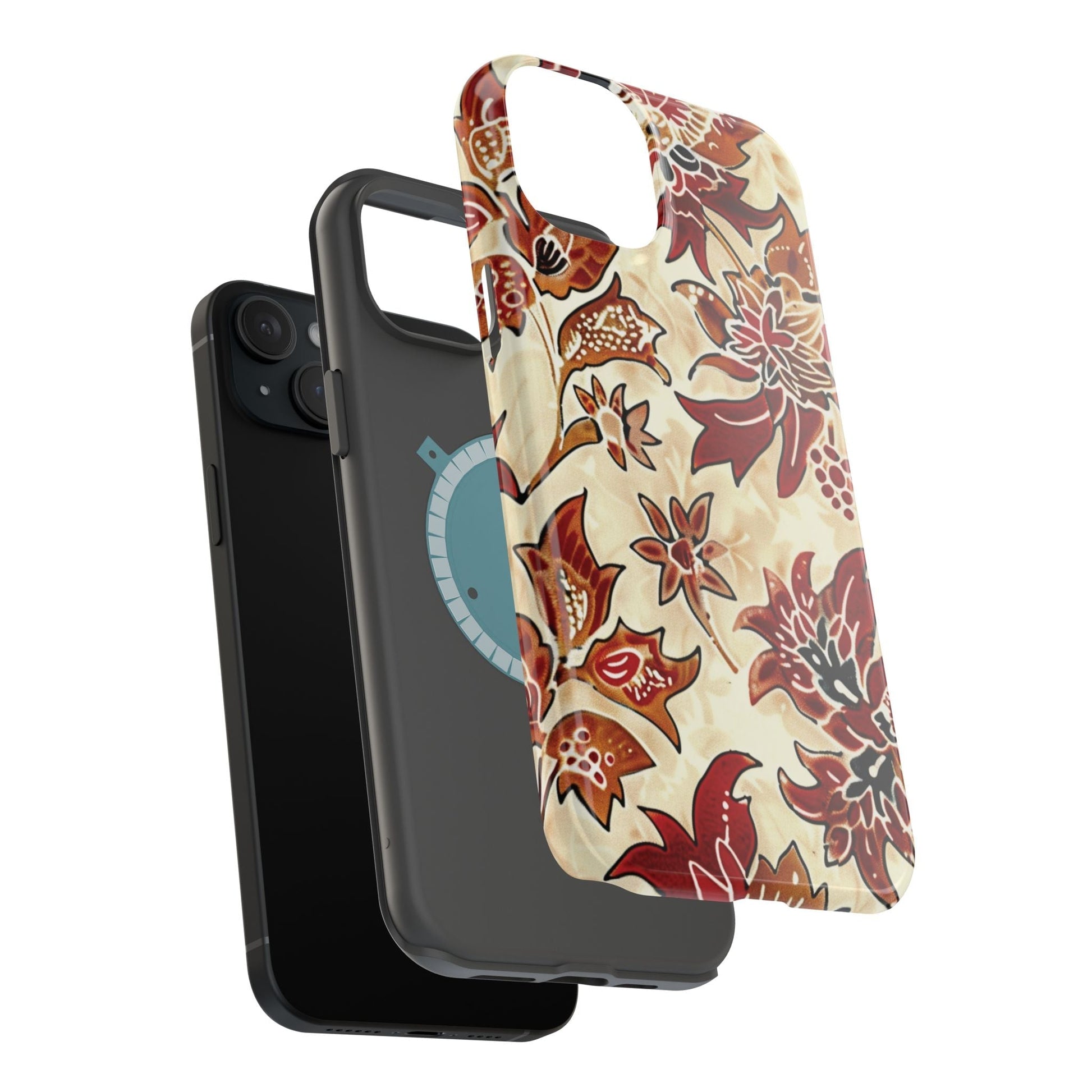 Floral Vintage Red & Cream Magnetic Impact - Resistant Phone Case - DIGITAL X