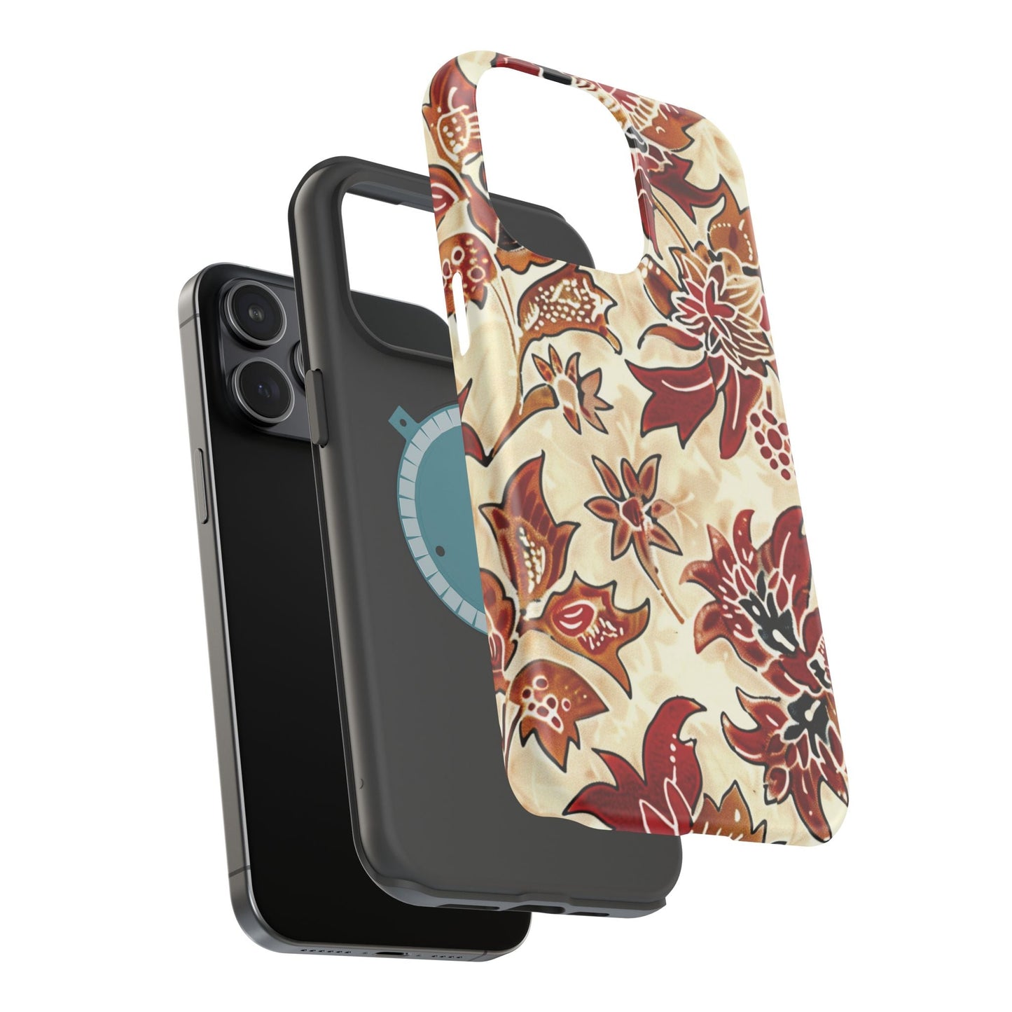 Floral Vintage Red & Cream Magnetic Impact - Resistant Phone Case - DIGITAL X
