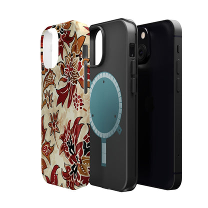 Floral Vintage Red & Cream Magnetic Impact - Resistant Phone Case - DIGITAL X