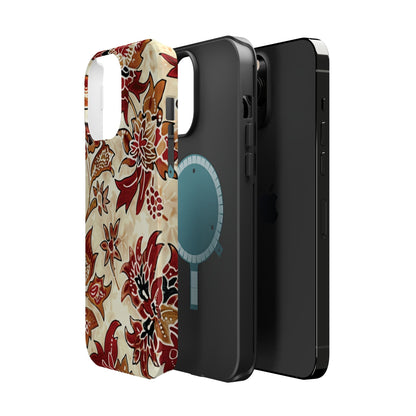 Floral Vintage Red & Cream Magnetic Impact - Resistant Phone Case - DIGITAL X