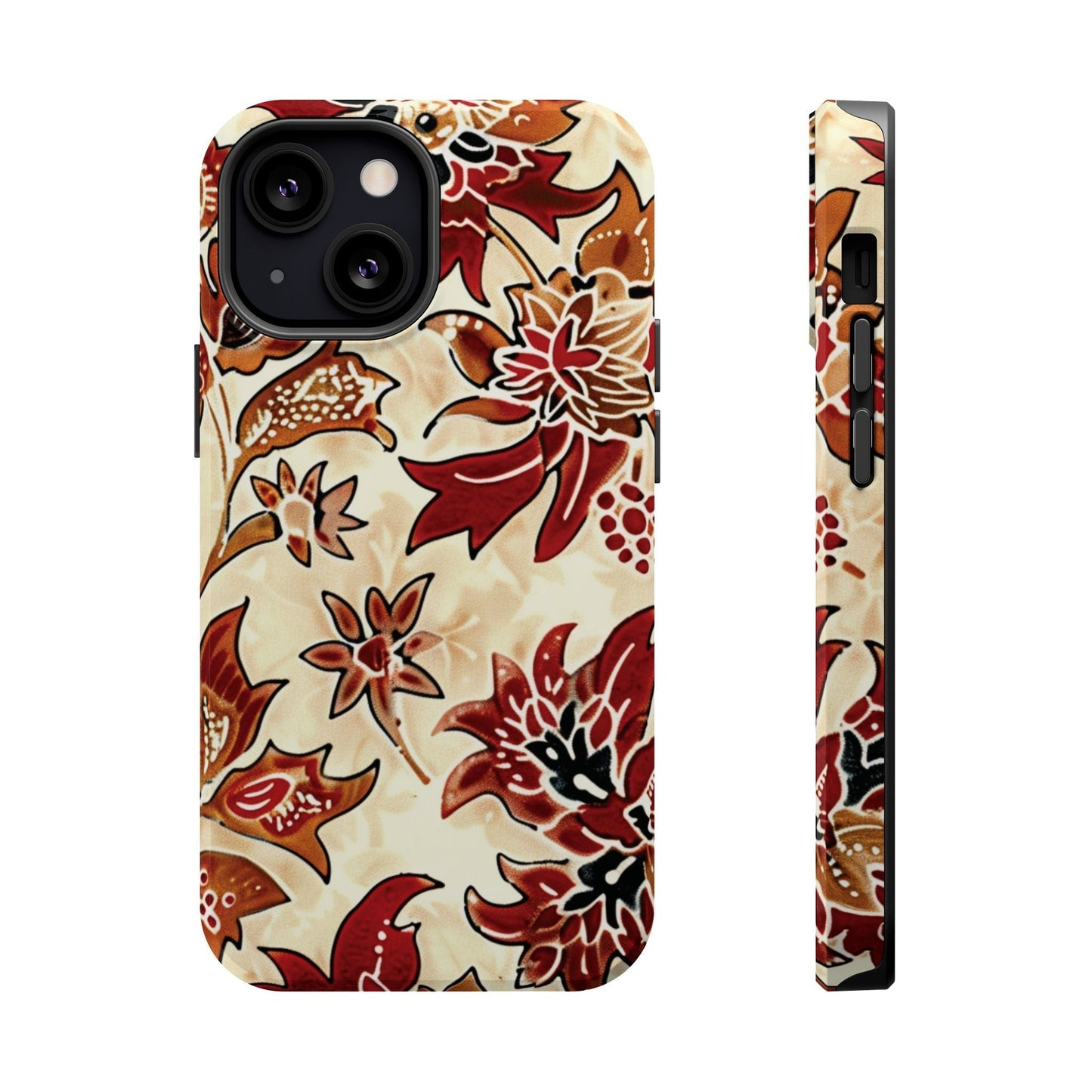Floral Vintage Red & Cream Magnetic Impact - Resistant Phone Case - DIGITAL X