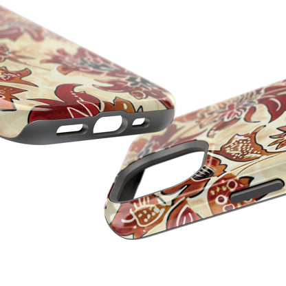 Floral Vintage Red & Cream Magnetic Impact - Resistant Phone Case - DIGITAL X