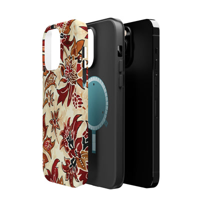 Floral Vintage Red & Cream Magnetic Impact - Resistant Phone Case - DIGITAL X