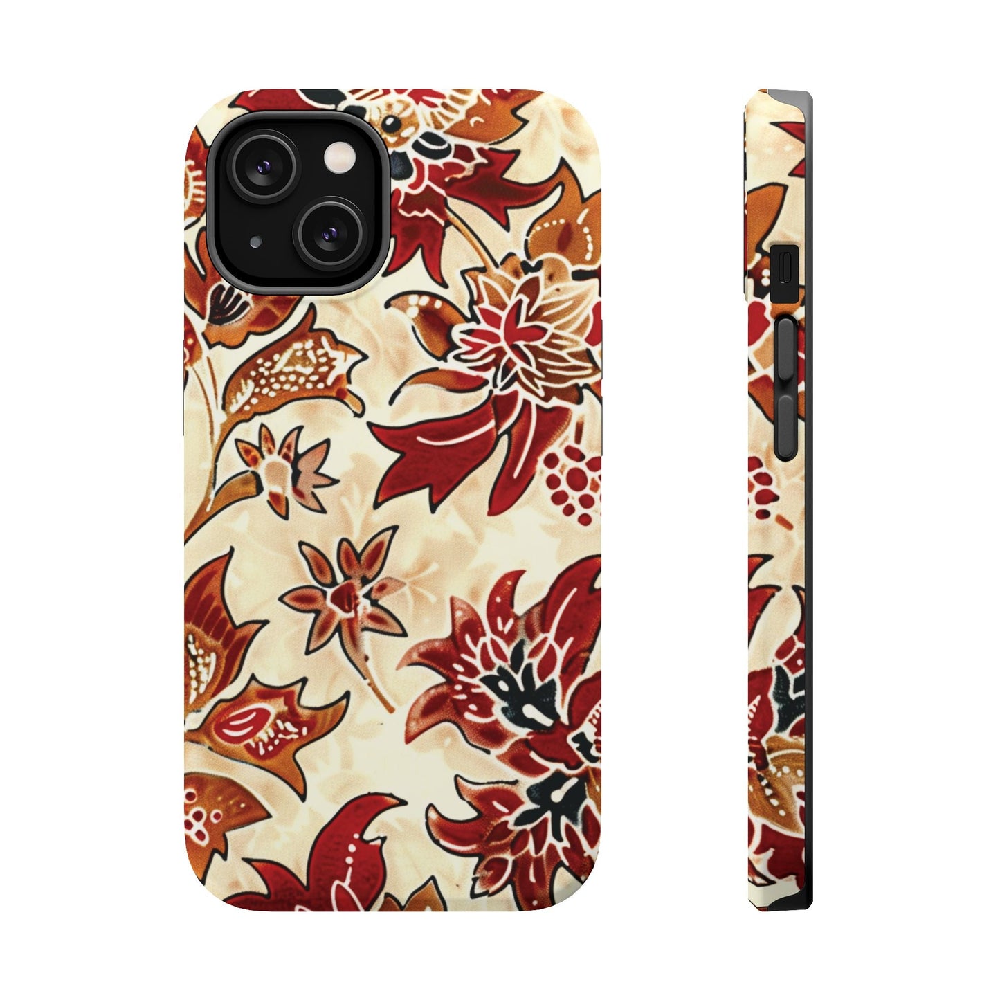 Floral Vintage Red & Cream Magnetic Impact - Resistant Phone Case - DIGITAL X