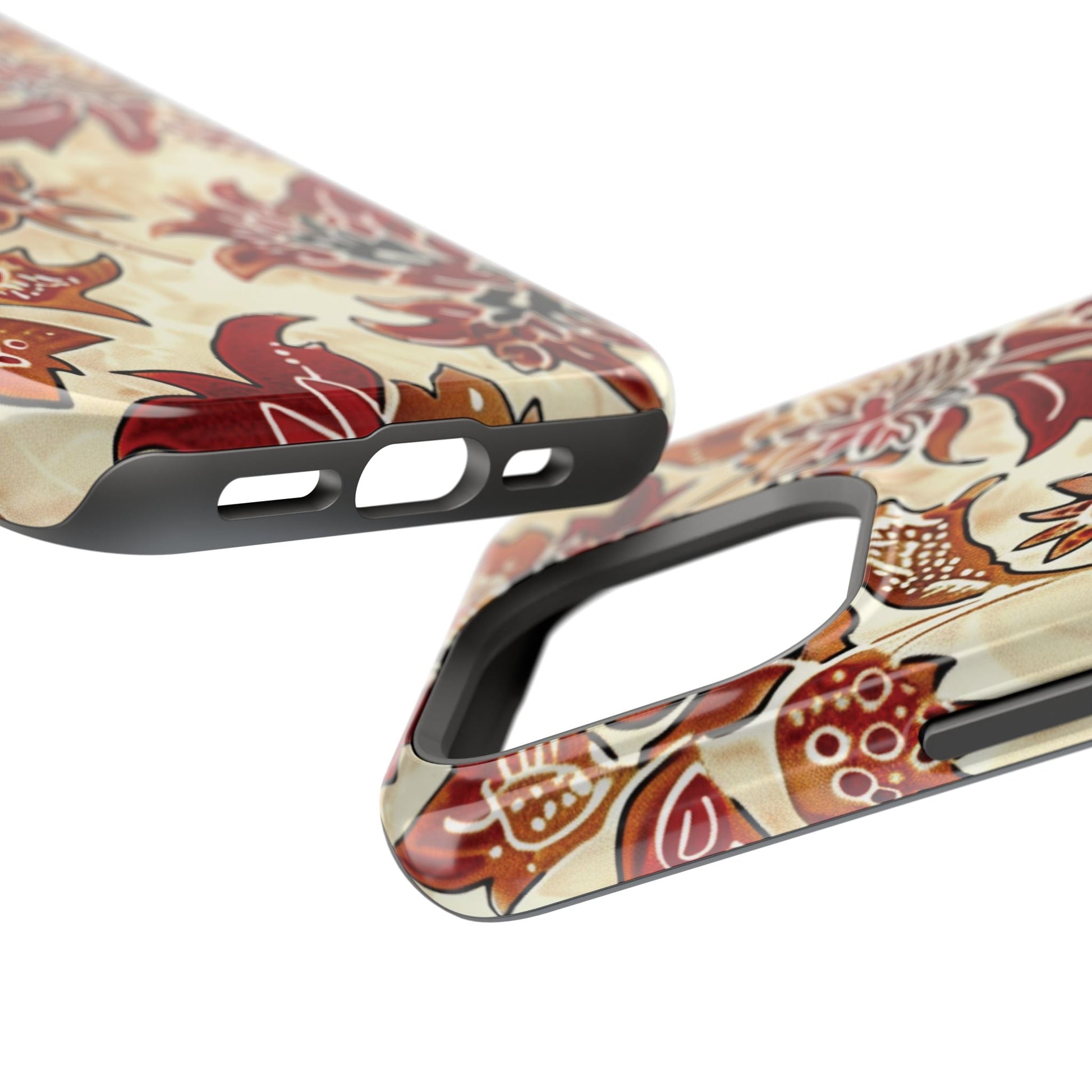 Floral Vintage Red & Cream Magnetic Impact - Resistant Phone Case - DIGITAL X