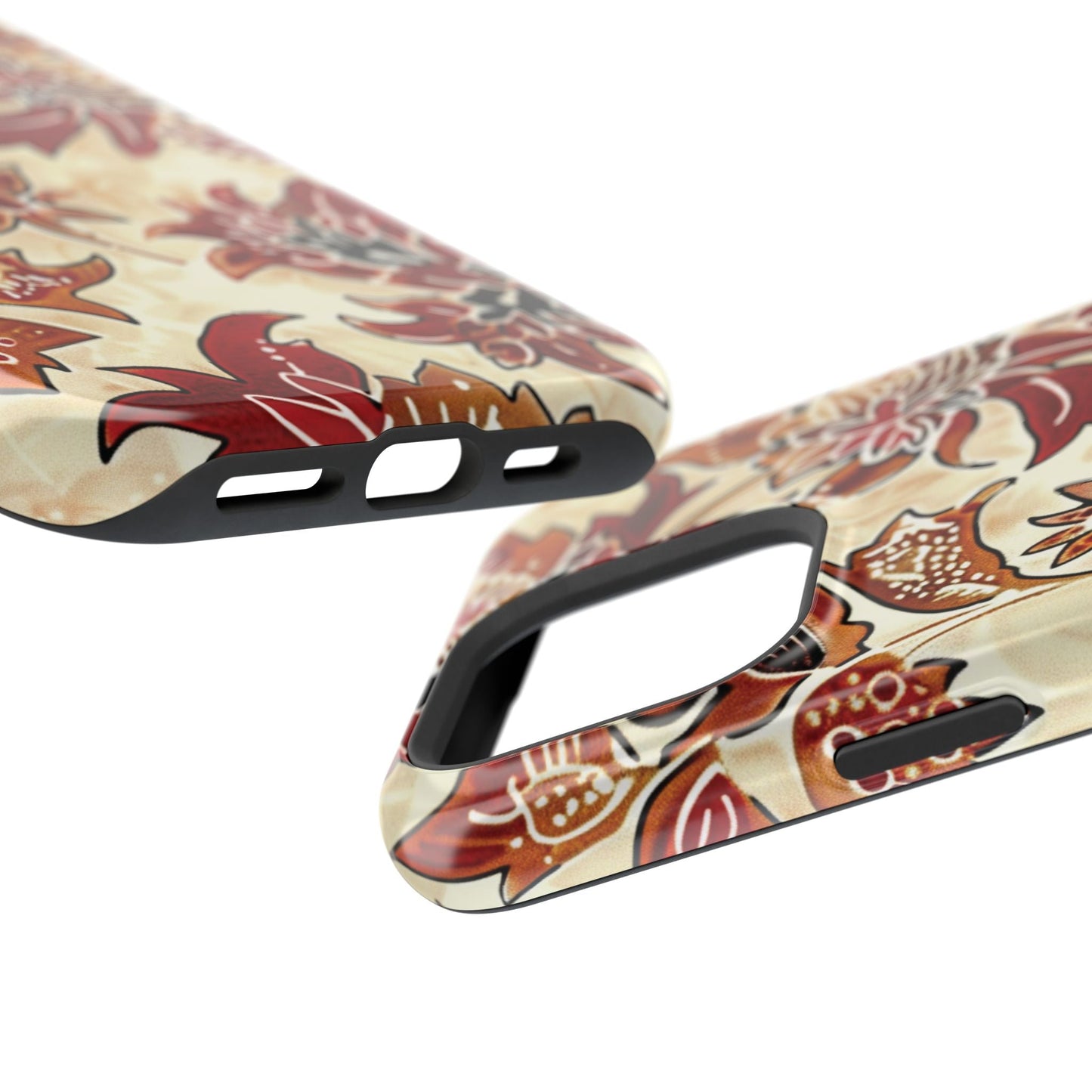 Floral Vintage Red & Cream Magnetic Impact - Resistant Phone Case - DIGITAL X