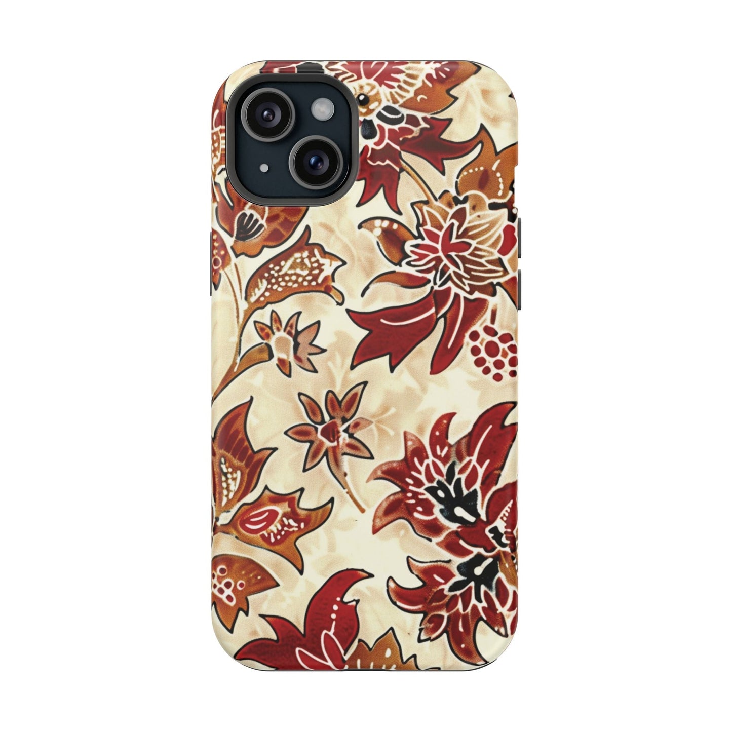 Floral Vintage Red & Cream Magnetic Impact - Resistant Phone Case - DIGITAL X