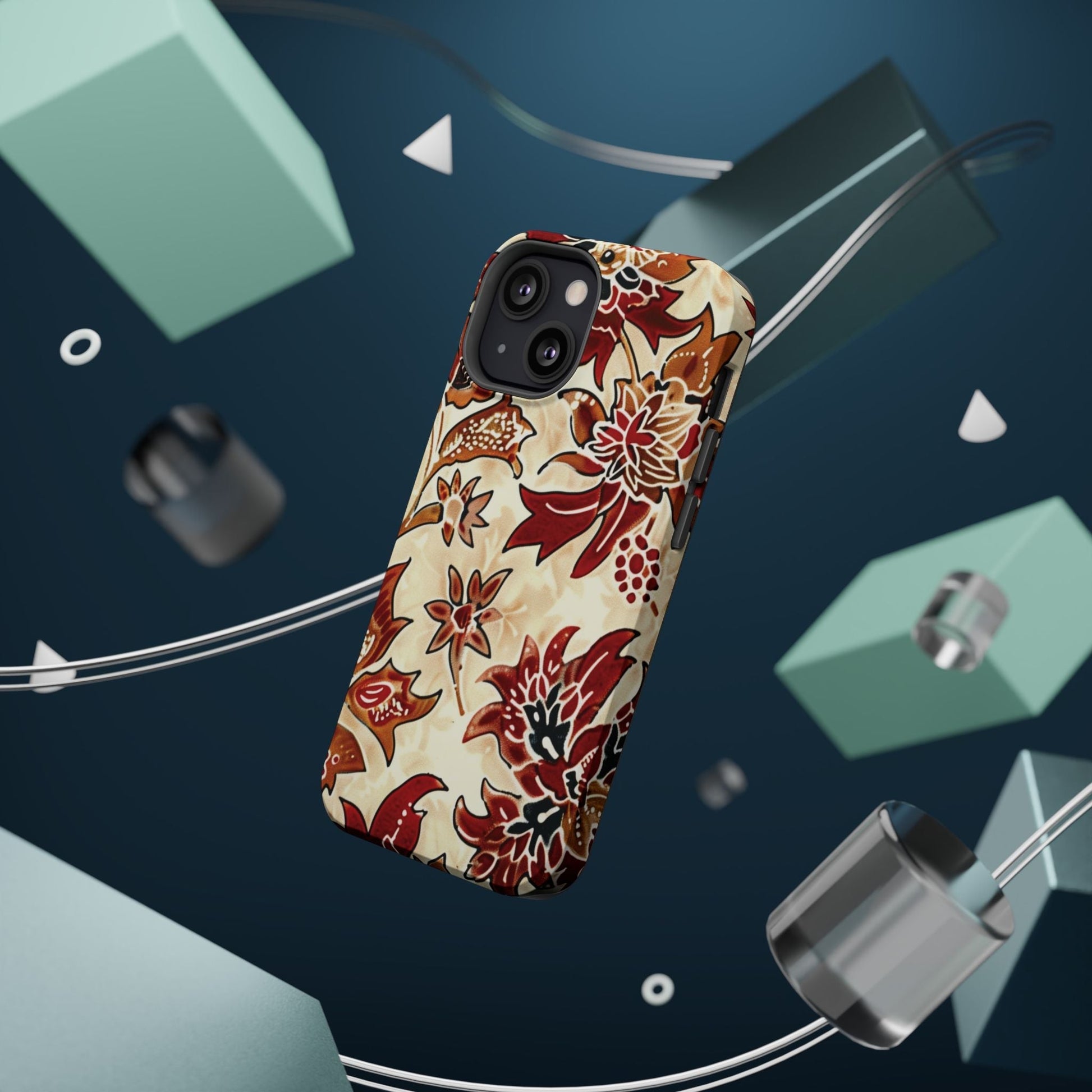 Floral Vintage Red & Cream Magnetic Impact - Resistant Phone Case - DIGITAL X