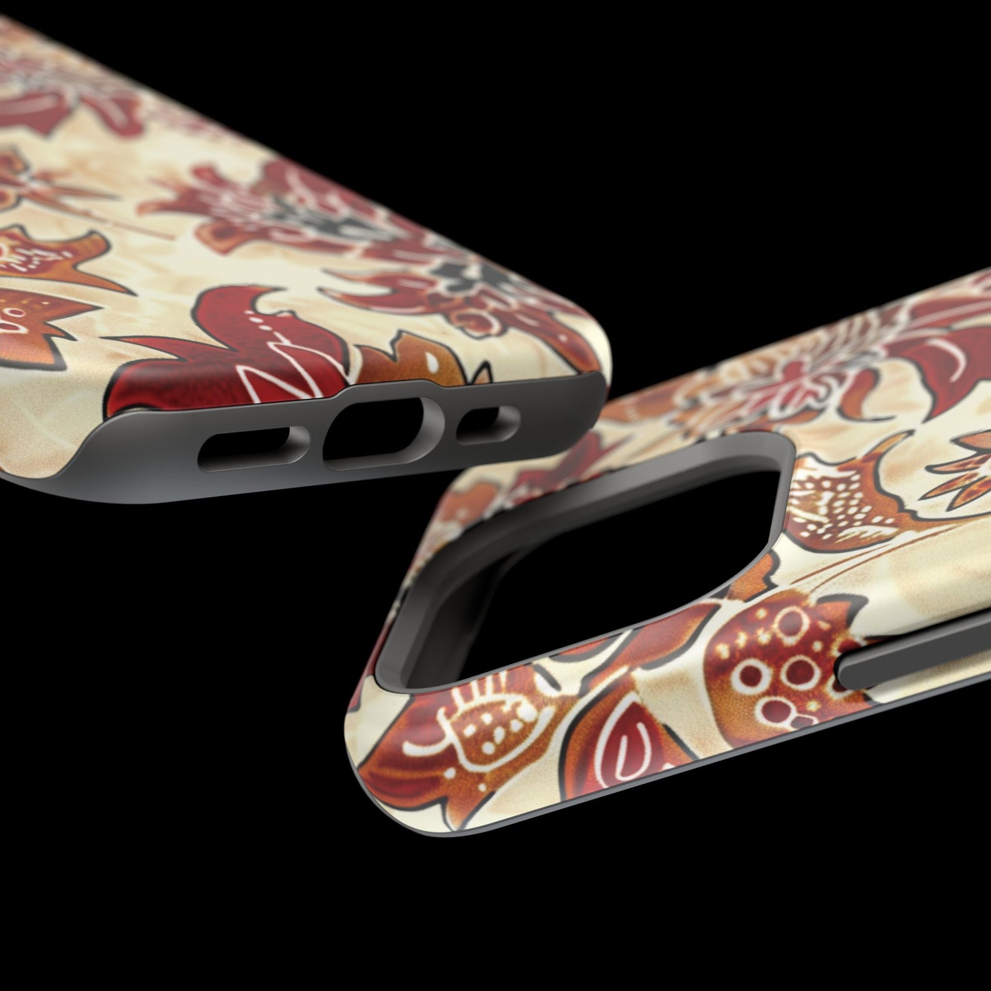 Floral Vintage Red & Cream Magnetic Impact - Resistant Phone Case - DIGITAL X