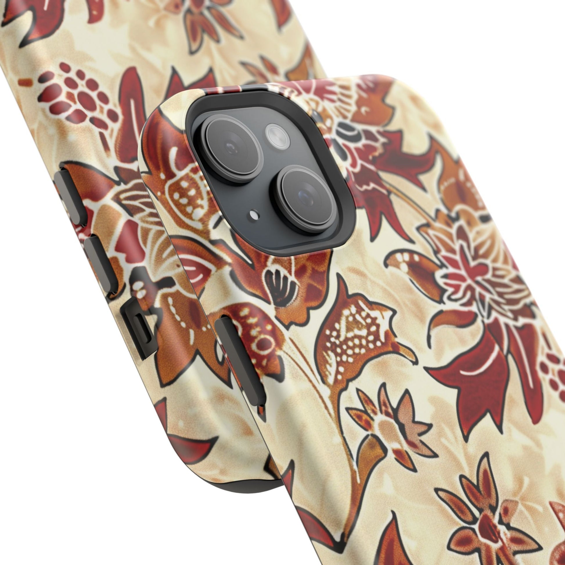 Floral Vintage Red & Cream Magnetic Impact - Resistant Phone Case - DIGITAL X
