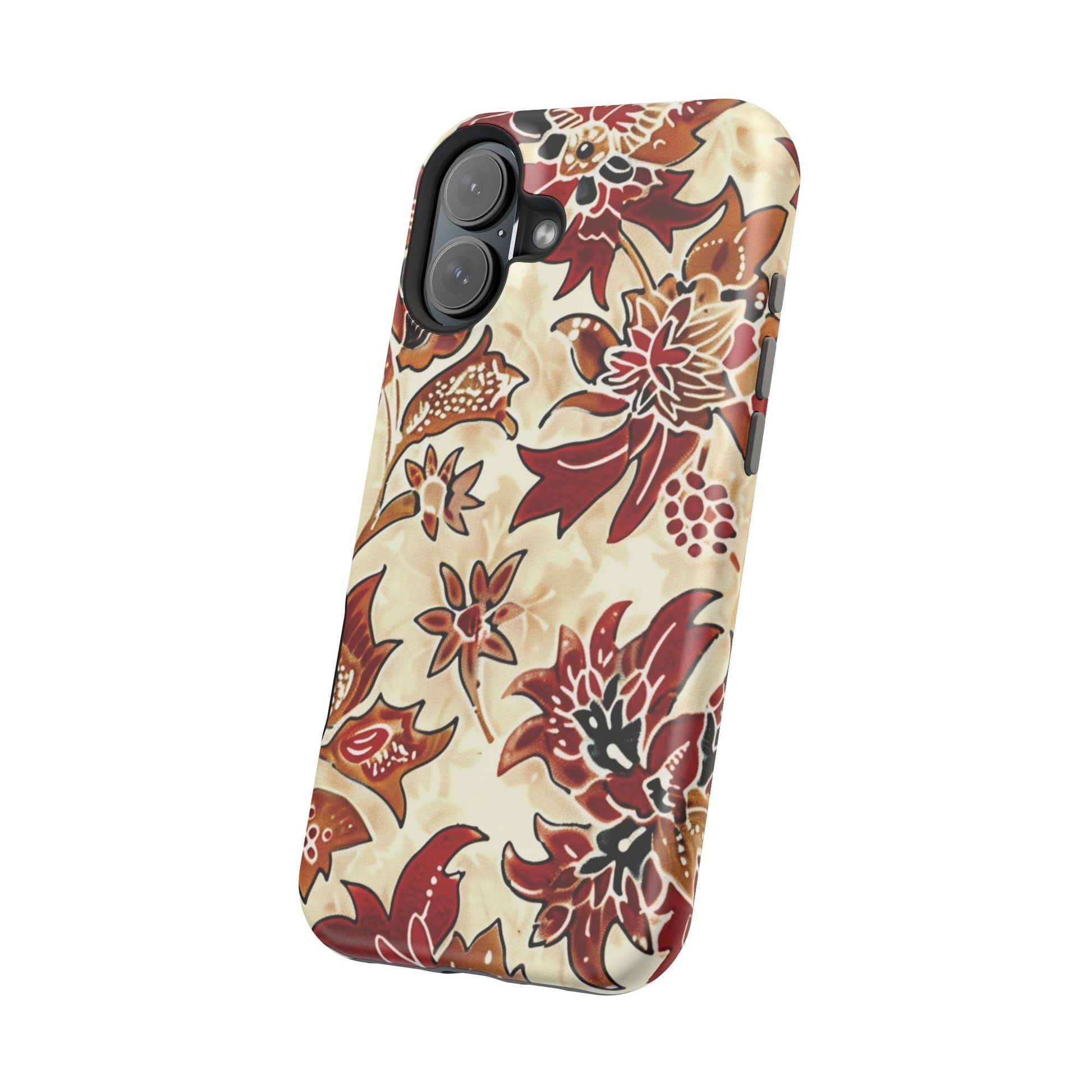 Floral Vintage Red & Cream Magnetic Impact - Resistant Phone Case - DIGITAL X