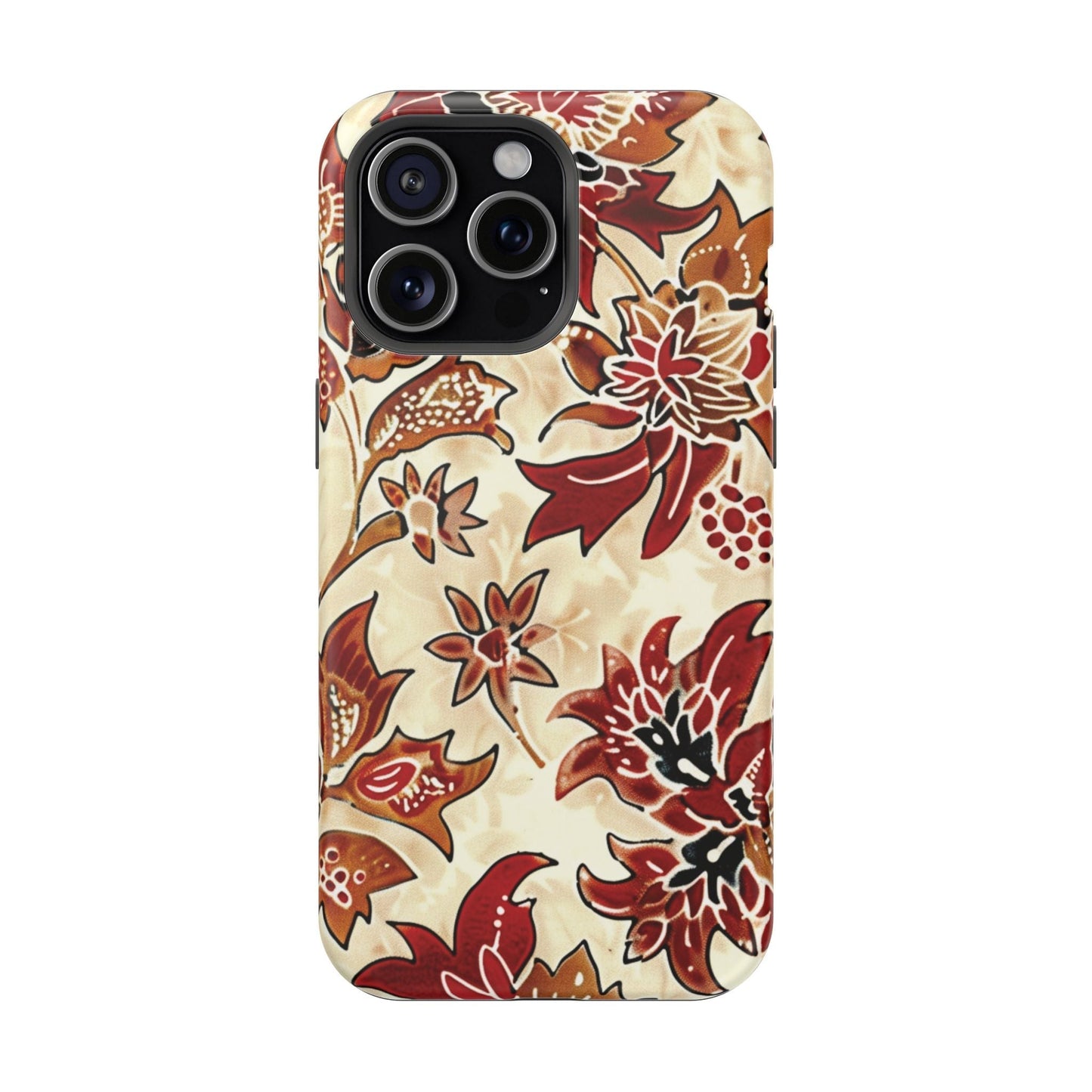 Floral Vintage Red & Cream Magnetic Impact - Resistant Phone Case - DIGITAL X