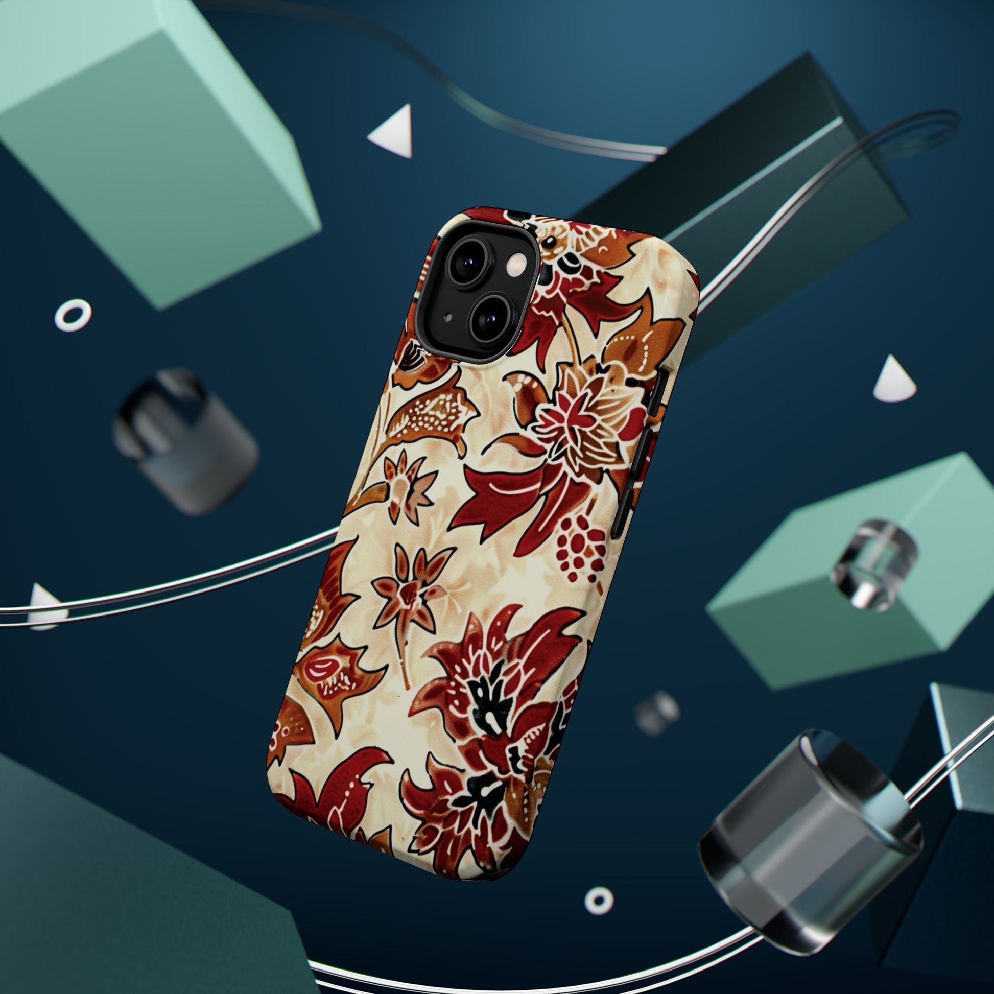 Floral Vintage Red & Cream Magnetic Impact - Resistant Phone Case - DIGITAL X