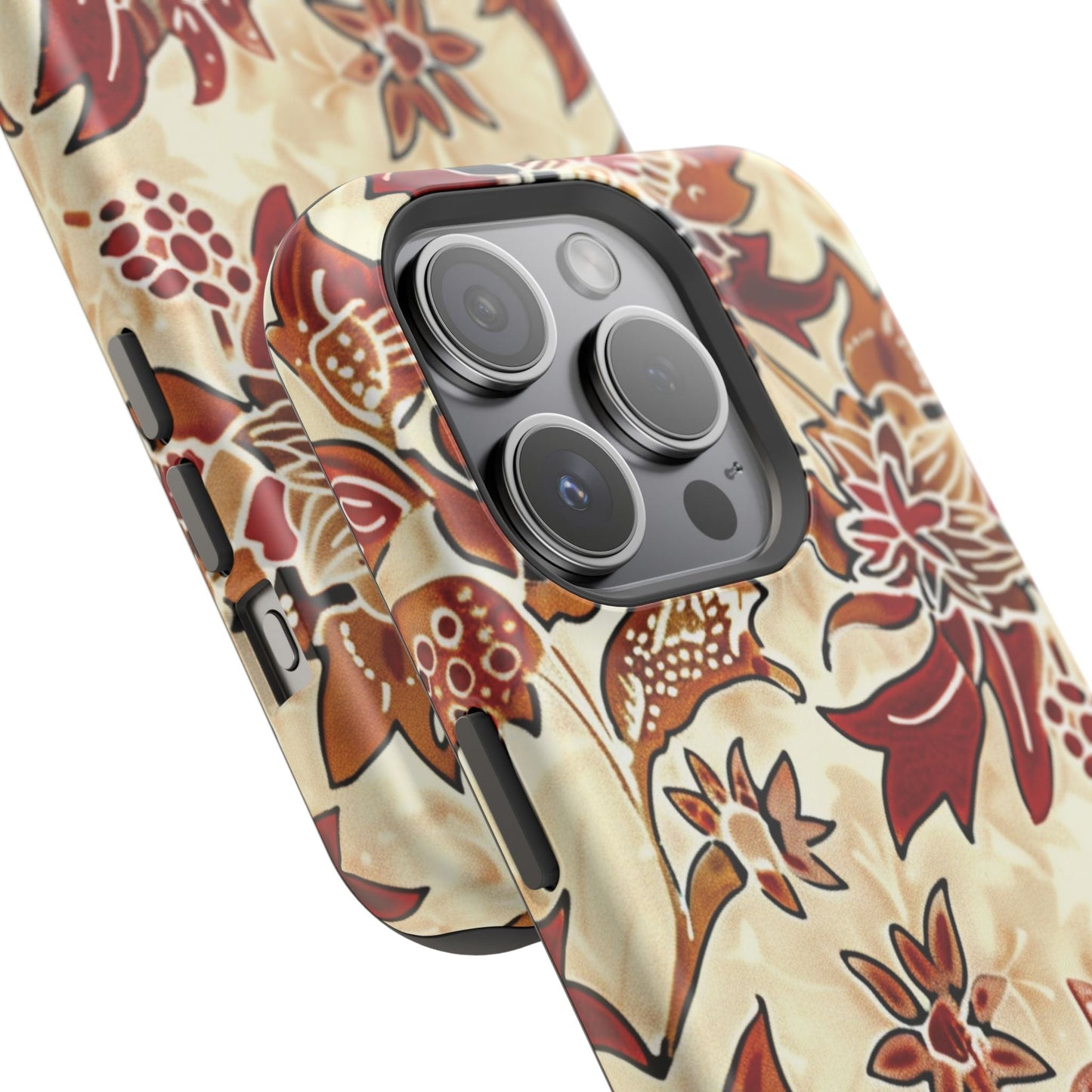 Floral Vintage Red & Cream Magnetic Impact - Resistant Phone Case - DIGITAL X