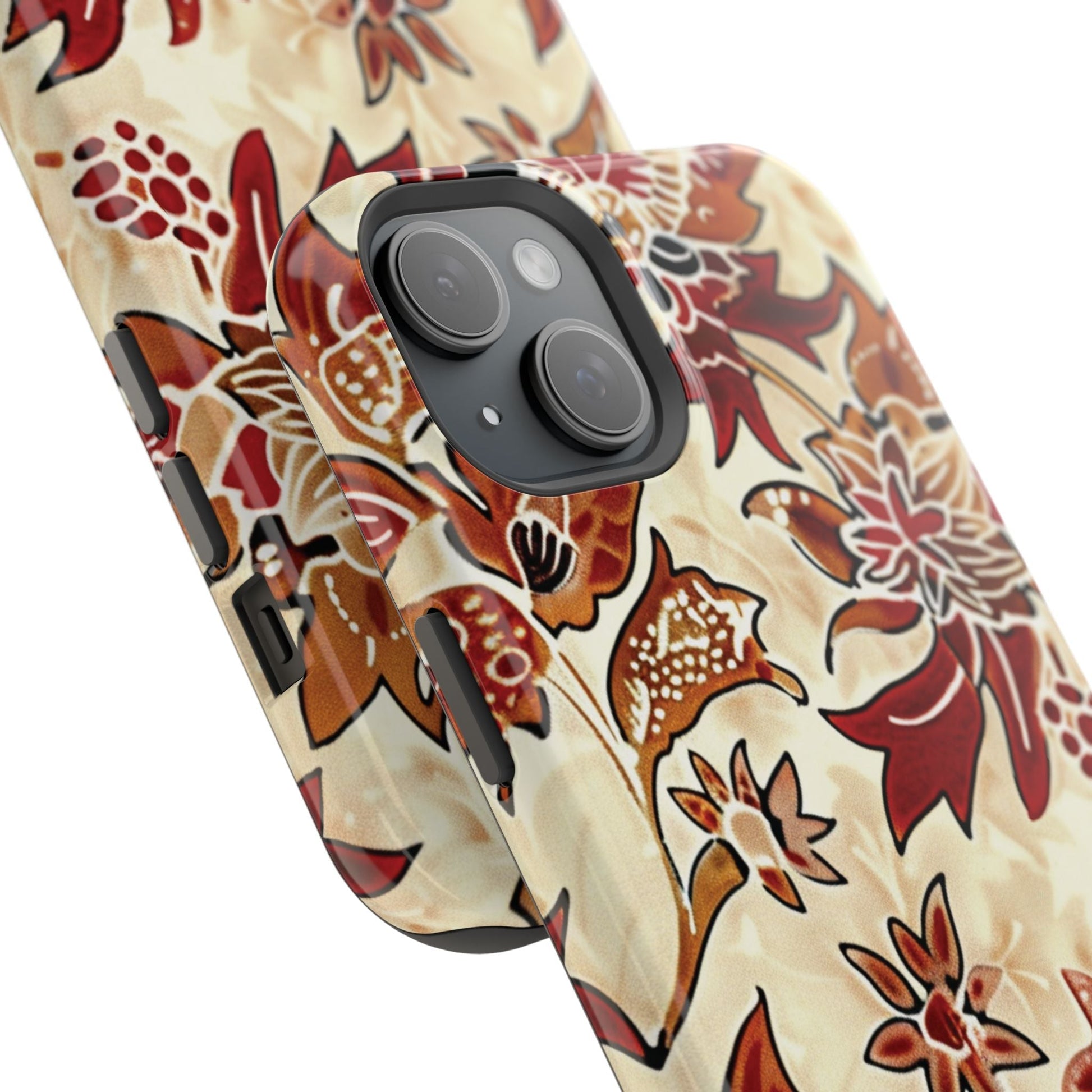 Floral Vintage Red & Cream Magnetic Impact - Resistant Phone Case - DIGITAL X