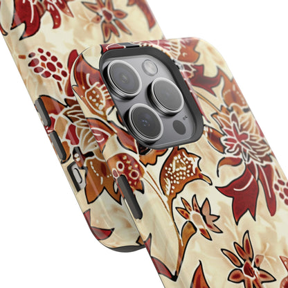 Floral Vintage Red & Cream Magnetic Impact - Resistant Phone Case - DIGITAL X