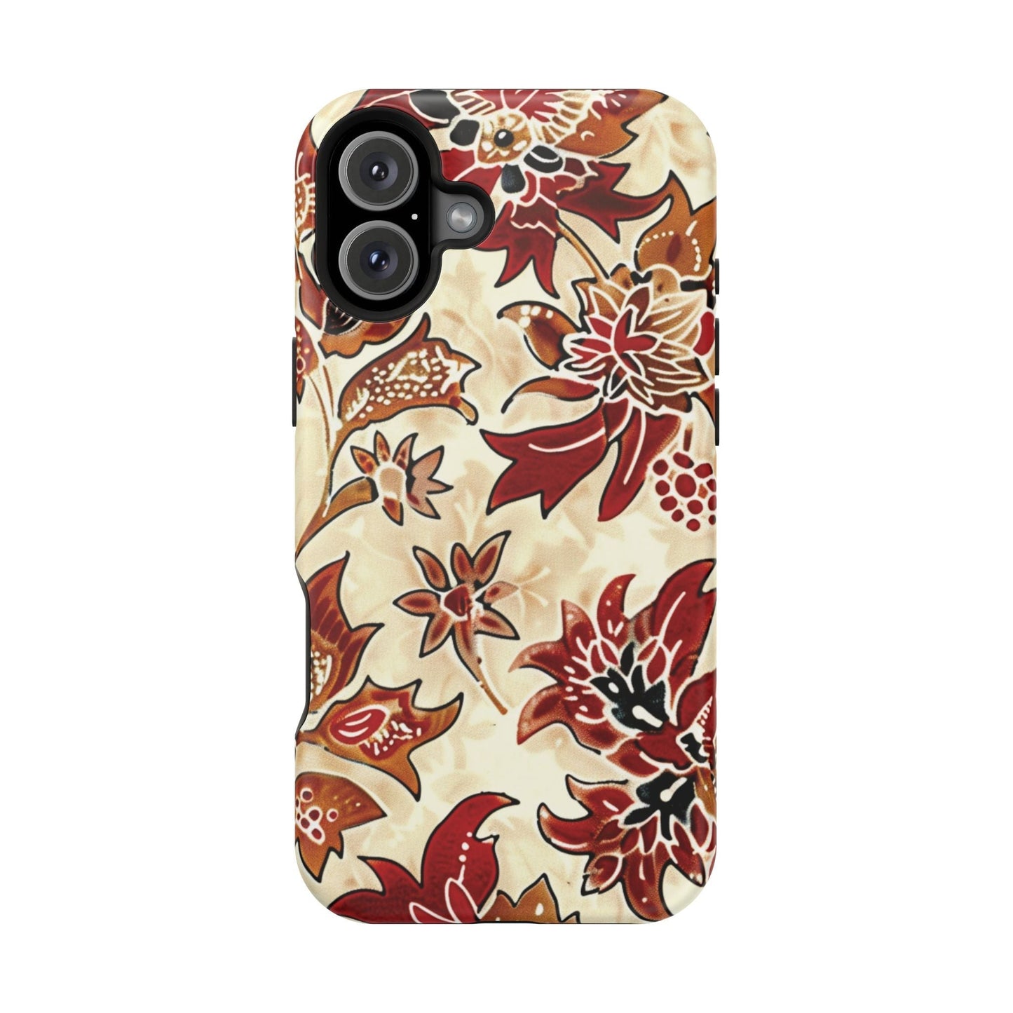 Floral Vintage Red & Cream Magnetic Impact - Resistant Phone Case - DIGITAL X