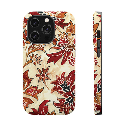 Floral Vintage Red & Cream Magnetic Impact - Resistant Phone Case - DIGITAL X