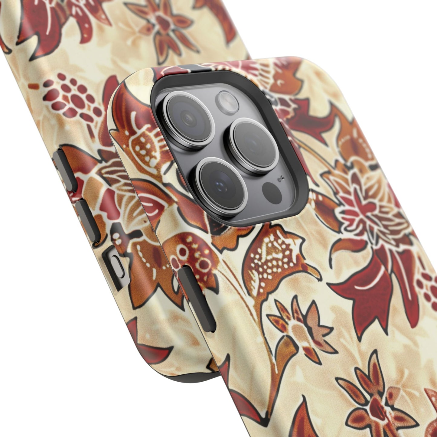 Floral Vintage Red & Cream Magnetic Impact - Resistant Phone Case - DIGITAL X