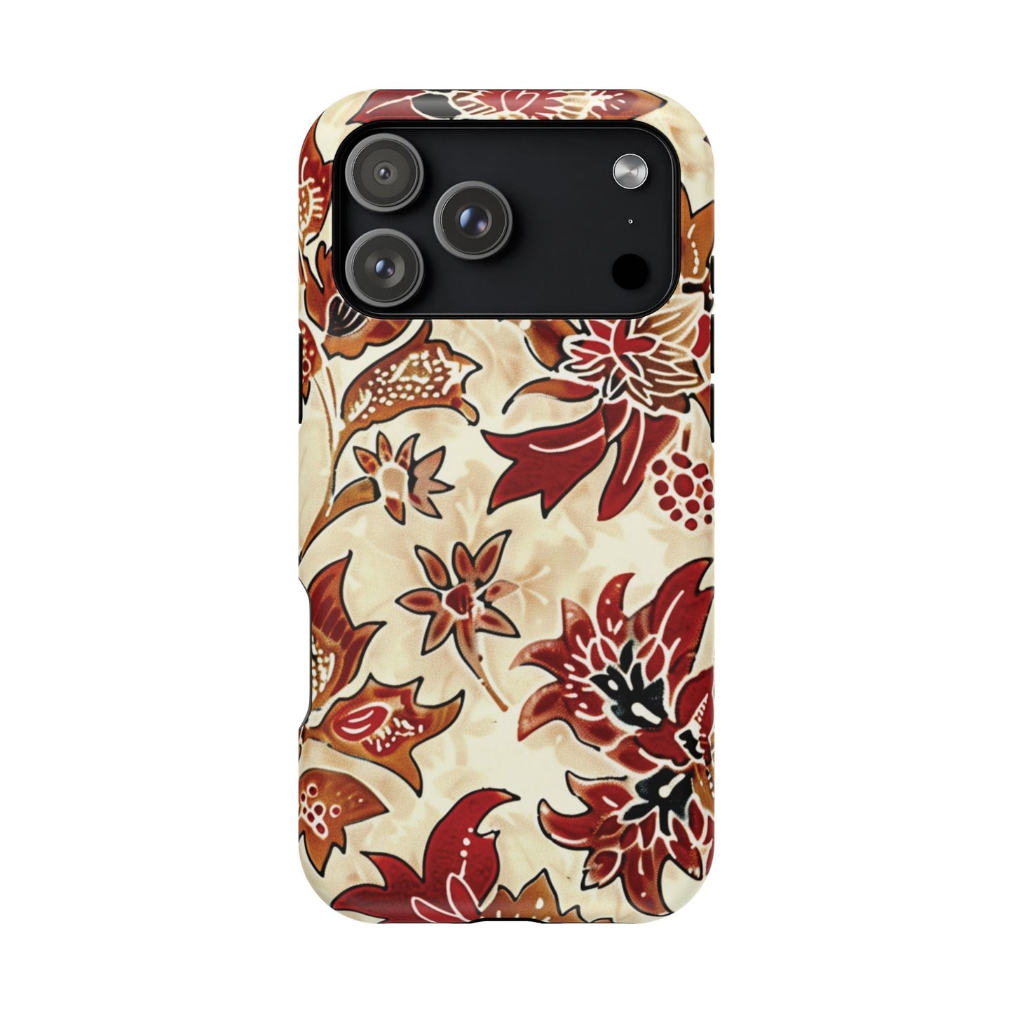 Floral Vintage Red & Cream Magnetic Impact - Resistant Phone Case - DIGITAL X
