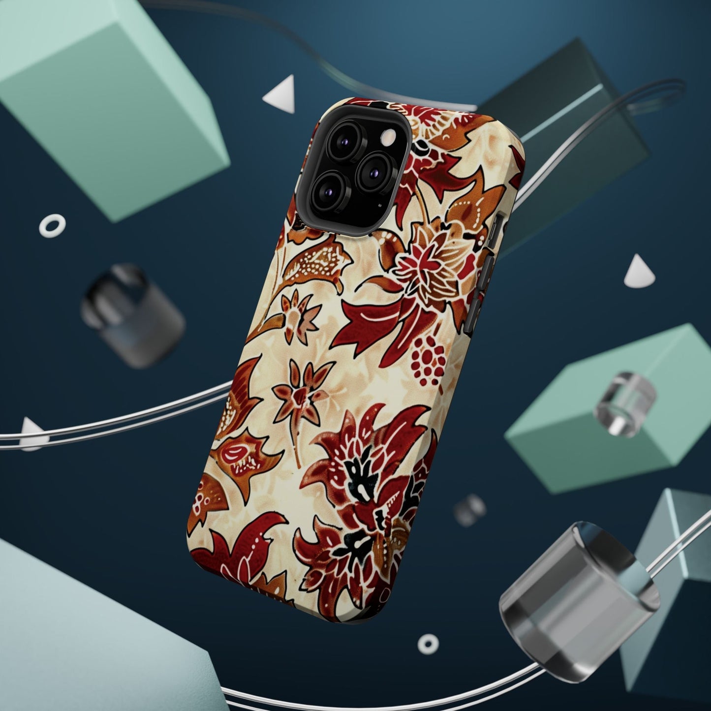 Floral Vintage Red & Cream Magnetic Impact - Resistant Phone Case - DIGITAL X