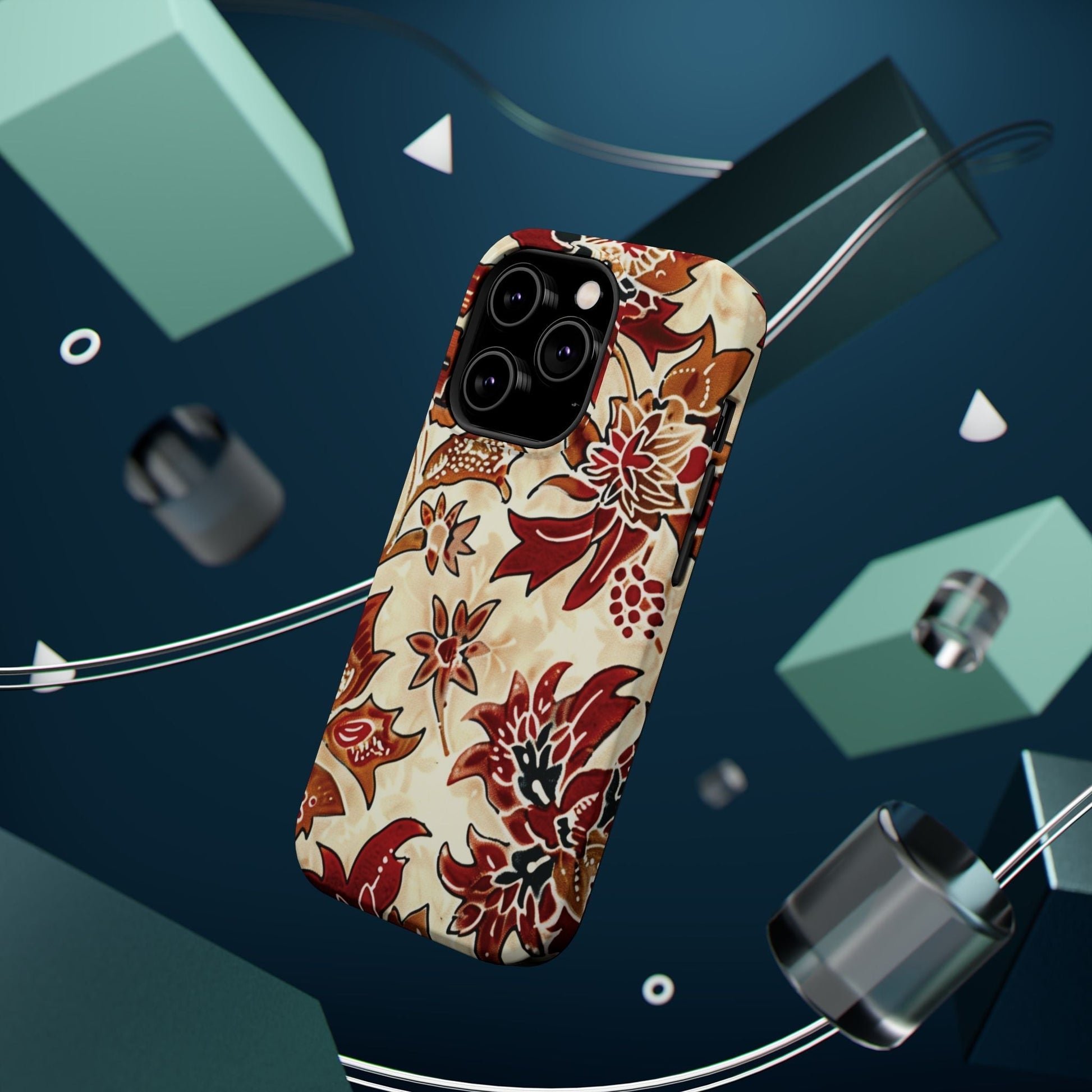 Floral Vintage Red & Cream Magnetic Impact - Resistant Phone Case - DIGITAL X