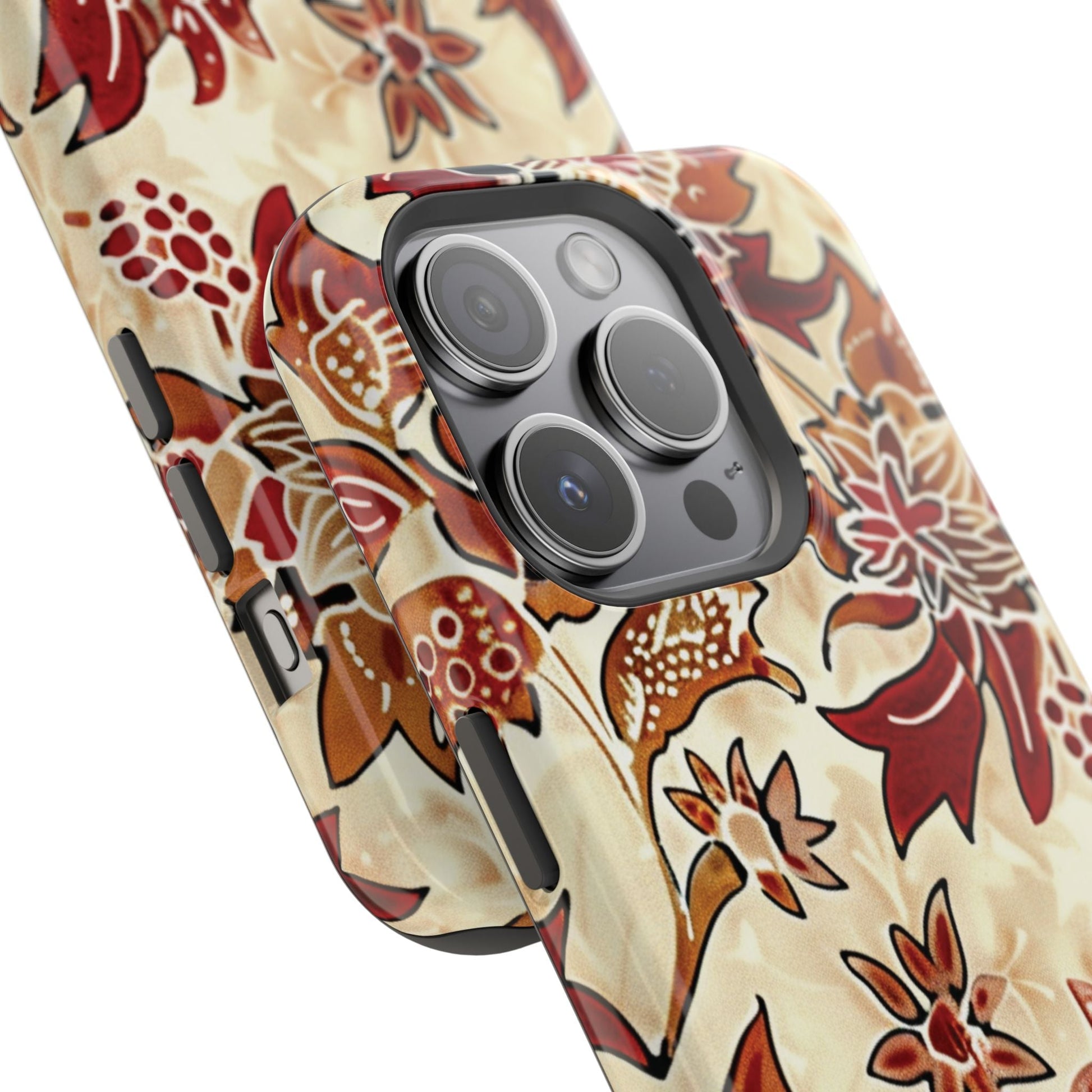 Floral Vintage Red & Cream Magnetic Impact - Resistant Phone Case - DIGITAL X