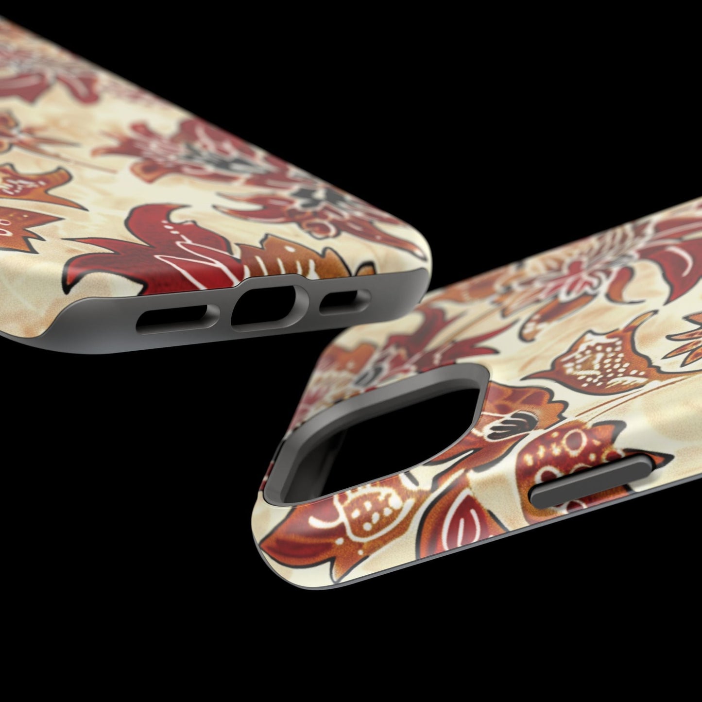 Floral Vintage Red & Cream Magnetic Impact - Resistant Phone Case - DIGITAL X