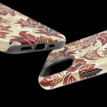 Floral Vintage Red & Cream Magnetic Impact - Resistant Phone Case - DIGITAL X