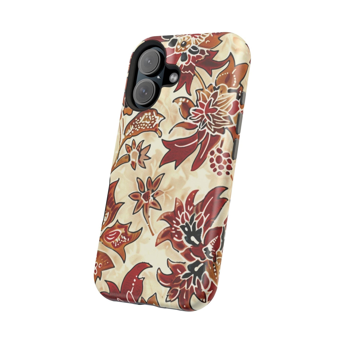 Floral Vintage Red & Cream Magnetic Impact - Resistant Phone Case - DIGITAL X