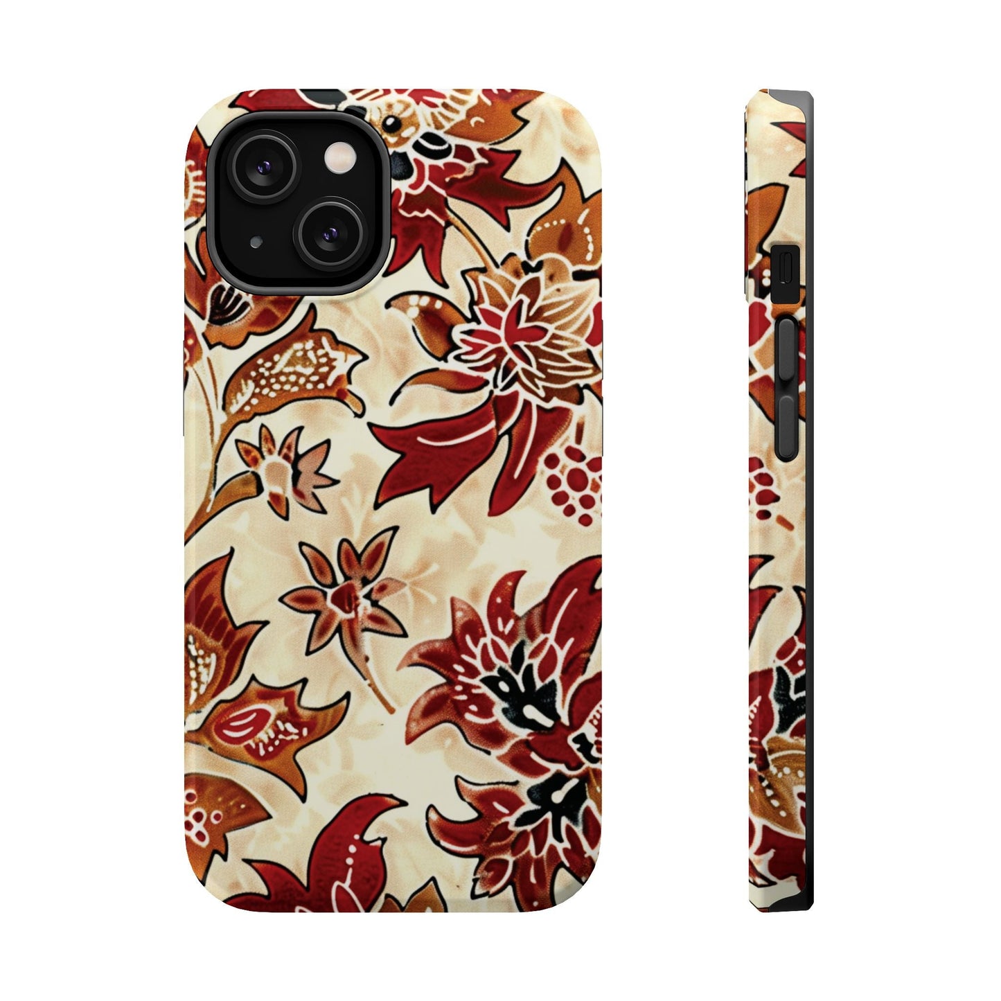 Floral Vintage Red & Cream Magnetic Impact - Resistant Phone Case - DIGITAL X