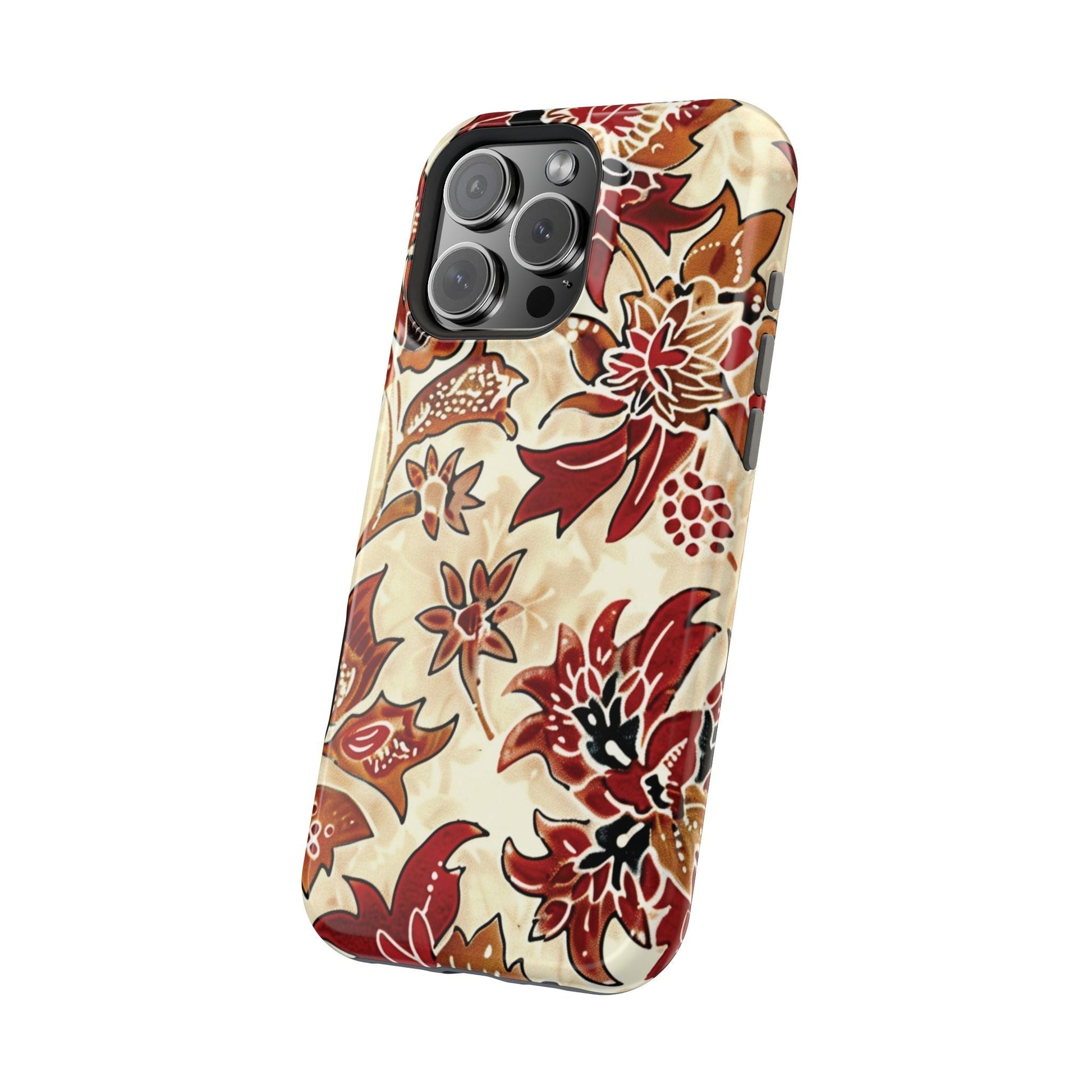 Floral Vintage Red & Cream Magnetic Impact - Resistant Phone Case - DIGITAL X