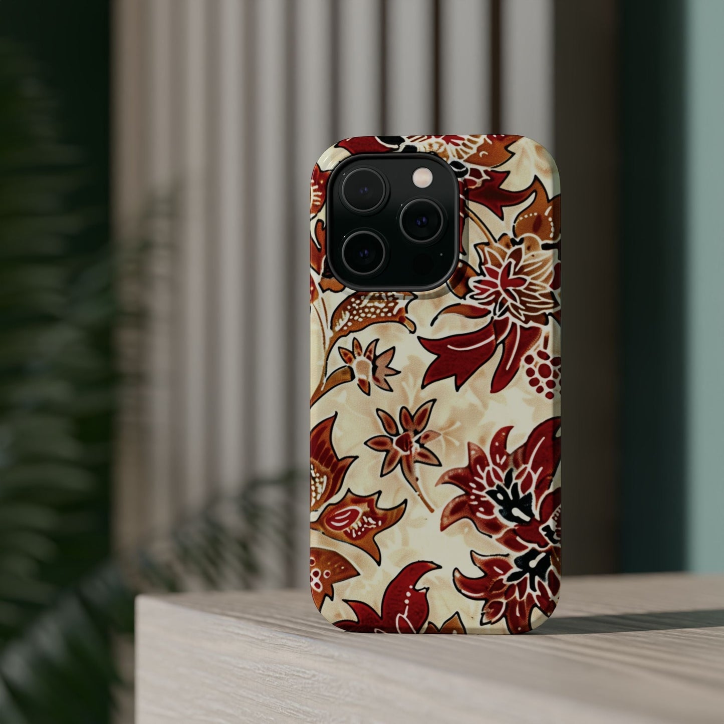 Floral Vintage Red & Cream Magnetic Impact - Resistant Phone Case - DIGITAL X