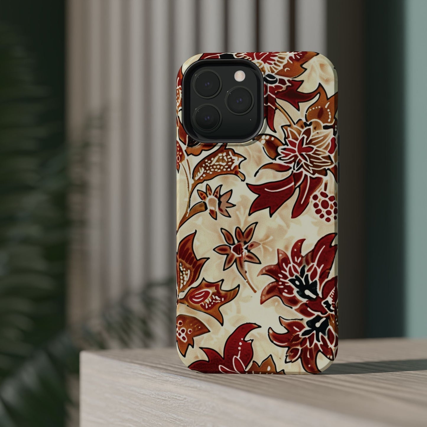 Floral Vintage Red & Cream Magnetic Impact - Resistant Phone Case - DIGITAL X