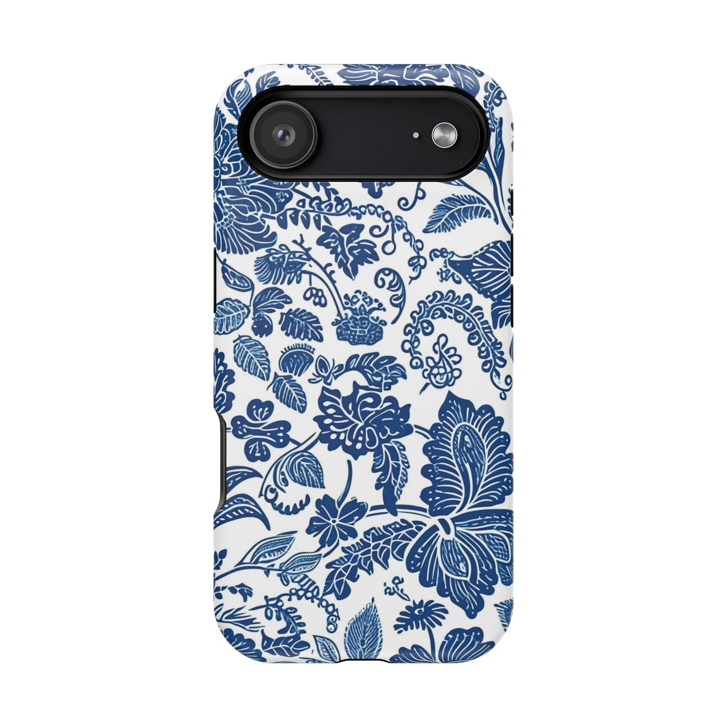 Magnetic Impact - Resistant Case — Blue Floral Toile Phone Cover - DIGITAL X