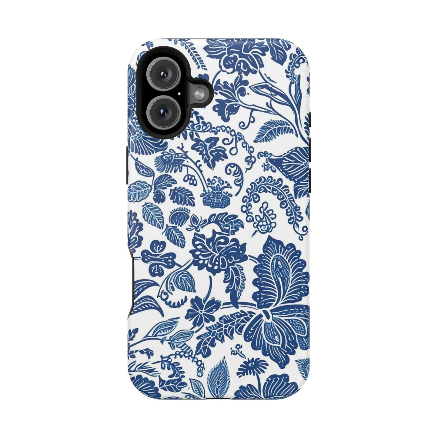 Magnetic Impact - Resistant Case — Blue Floral Toile Phone Cover - DIGITAL X