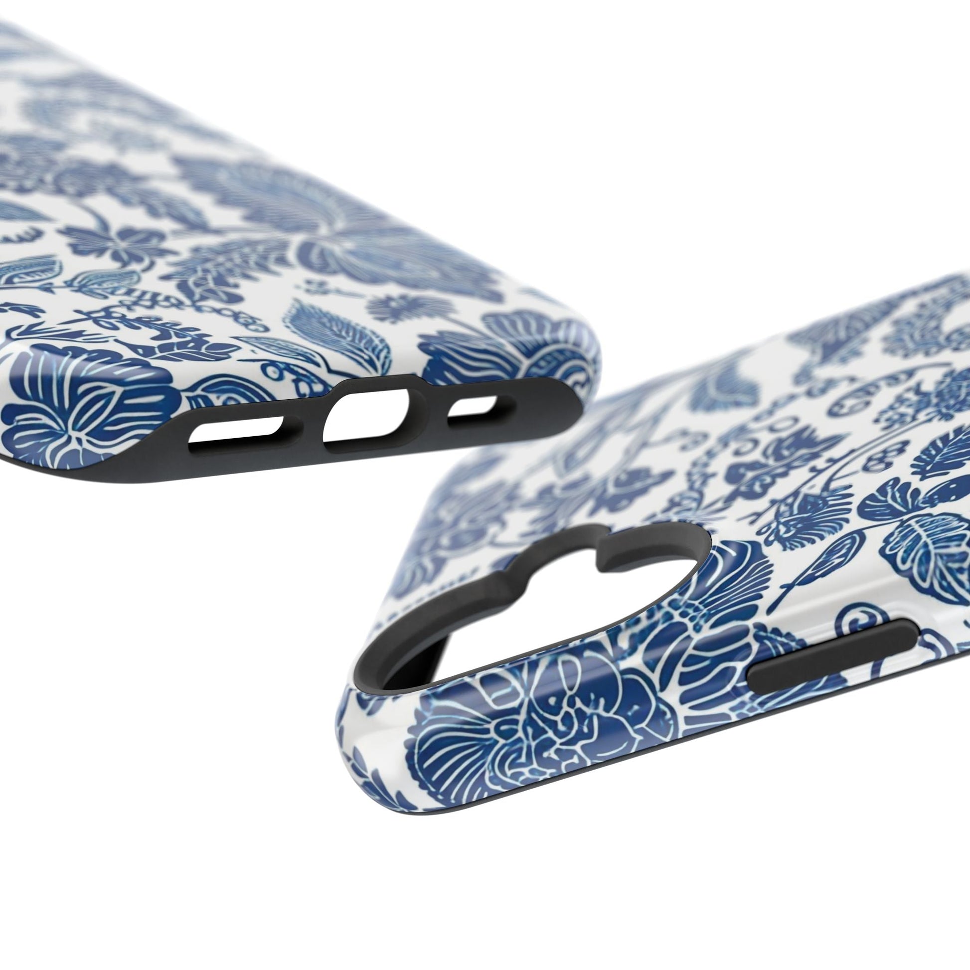 Magnetic Impact - Resistant Case — Blue Floral Toile Phone Cover - DIGITAL X