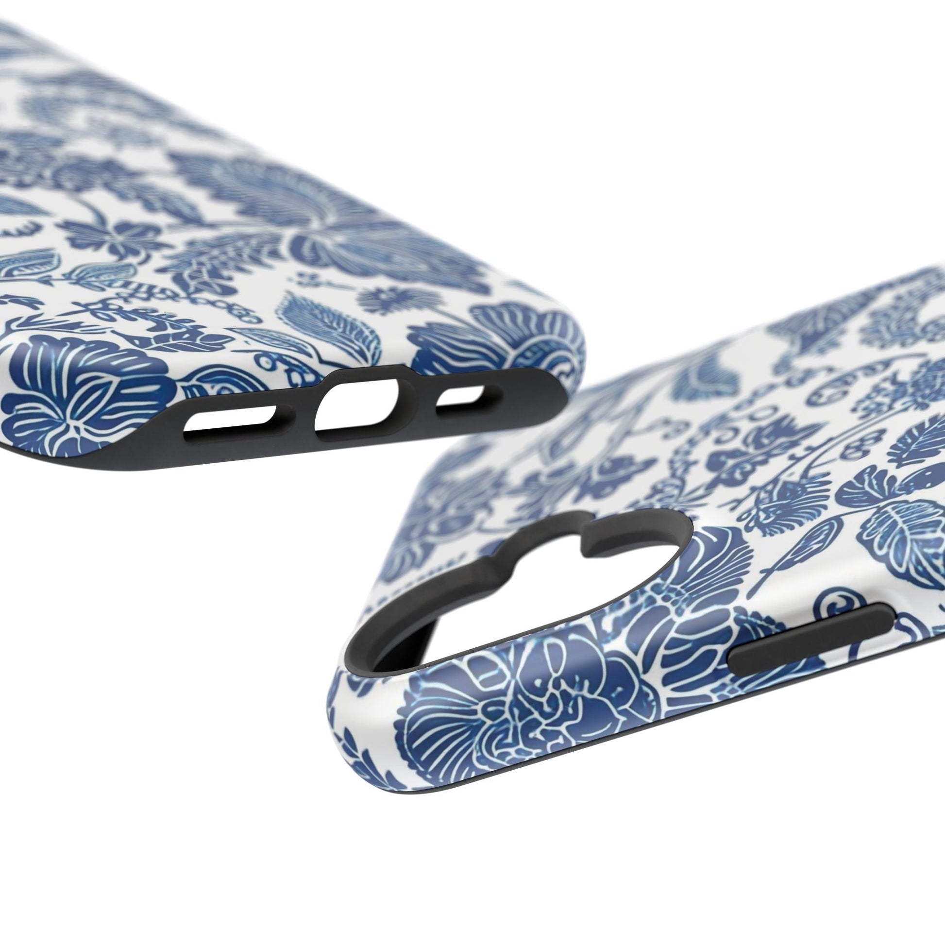Magnetic Impact - Resistant Case — Blue Floral Toile Phone Cover - DIGITAL X