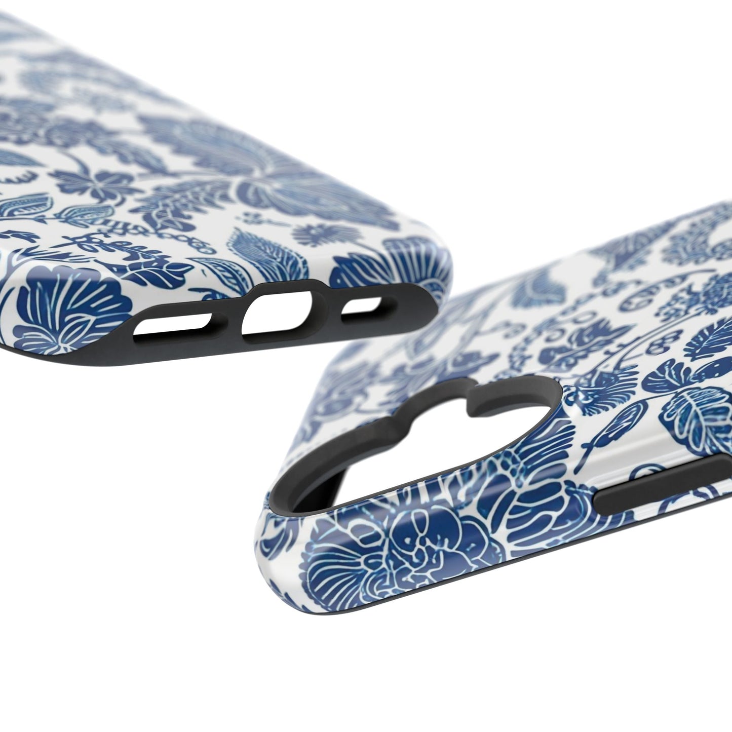 Magnetic Impact - Resistant Case — Blue Floral Toile Phone Cover - DIGITAL X