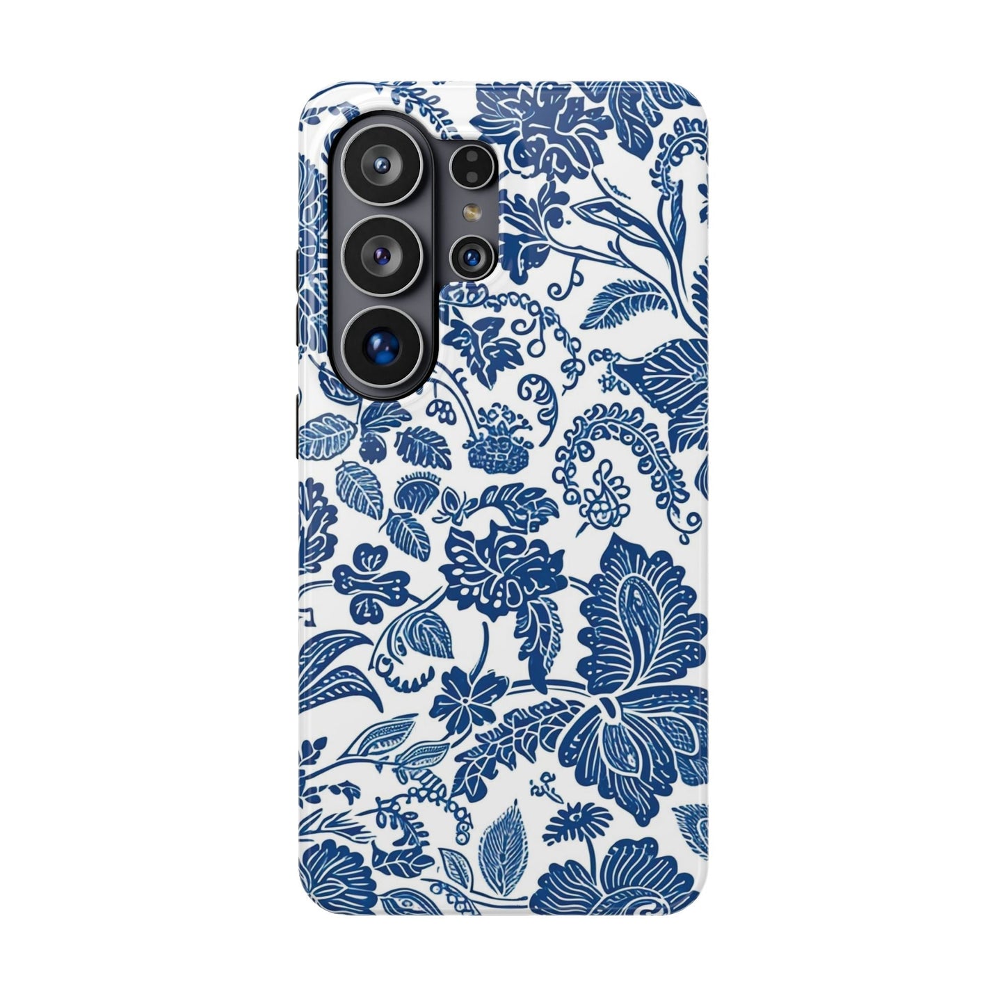Magnetic Impact - Resistant Case — Blue Floral Toile Phone Cover - DIGITAL X