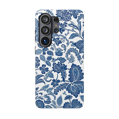 Magnetic Impact - Resistant Case — Blue Floral Toile Phone Cover - DIGITAL X