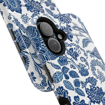 Magnetic Impact - Resistant Case — Blue Floral Toile Phone Cover - DIGITAL X