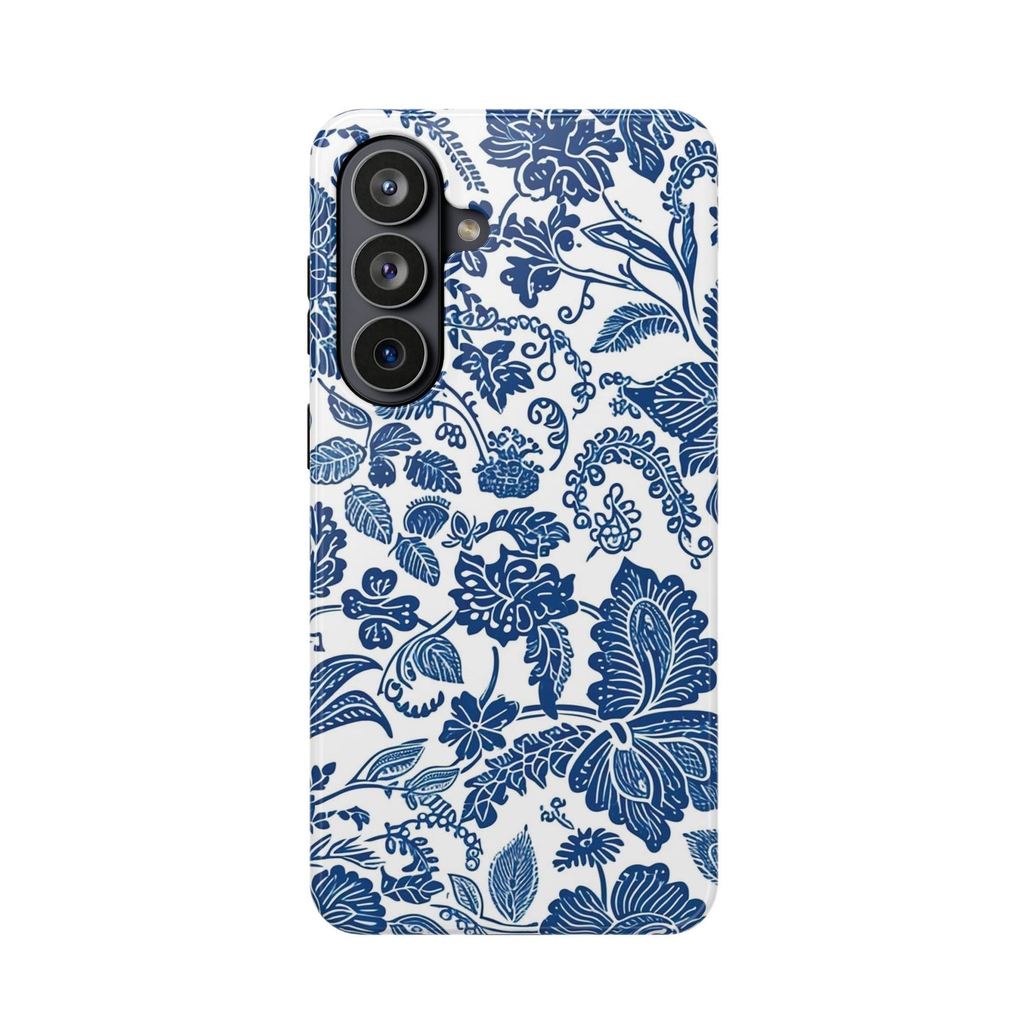 Magnetic Impact - Resistant Case — Blue Floral Toile Phone Cover - DIGITAL X