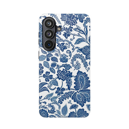 Magnetic Impact - Resistant Case — Blue Floral Toile Phone Cover - DIGITAL X