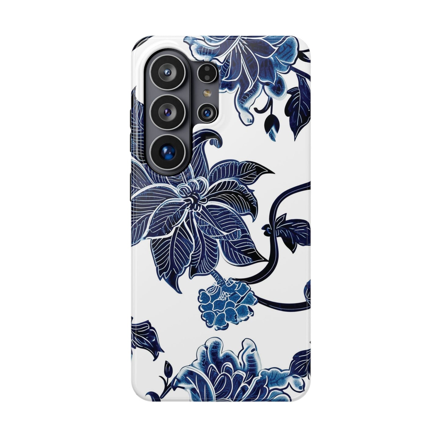 Magnetic Impact - Resistant Phone Case — Blue Botanical Floral Design - DIGITAL X
