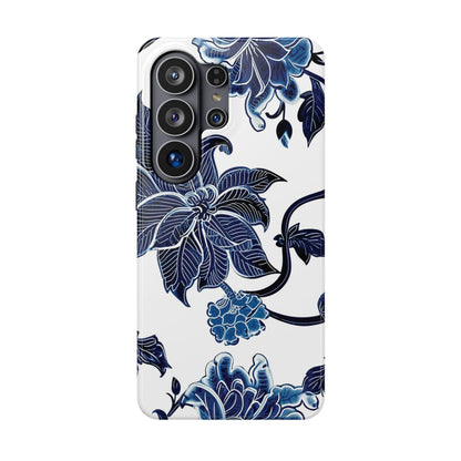 Magnetic Impact - Resistant Phone Case — Blue Botanical Floral Design - DIGITAL X