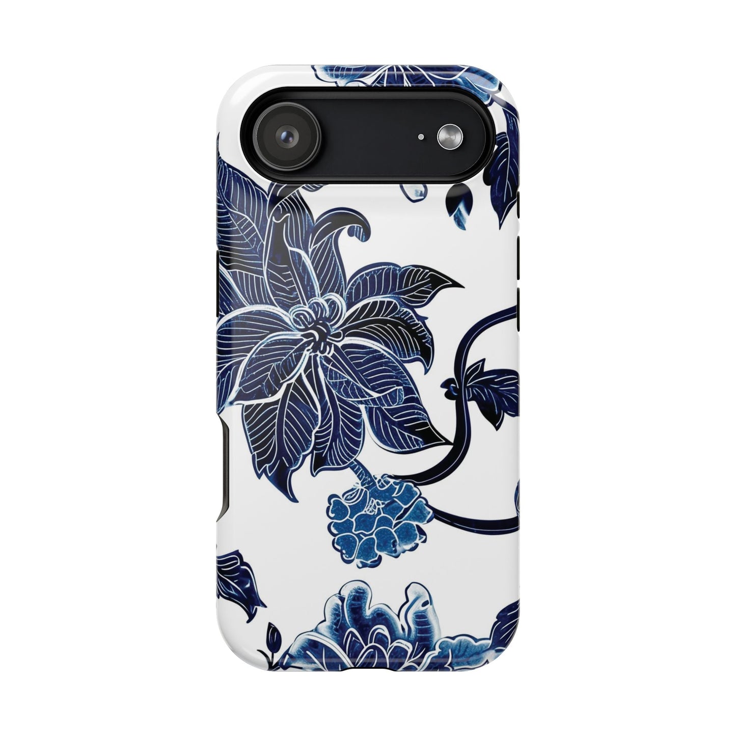 Magnetic Impact - Resistant Phone Case — Blue Botanical Floral Design - DIGITAL X