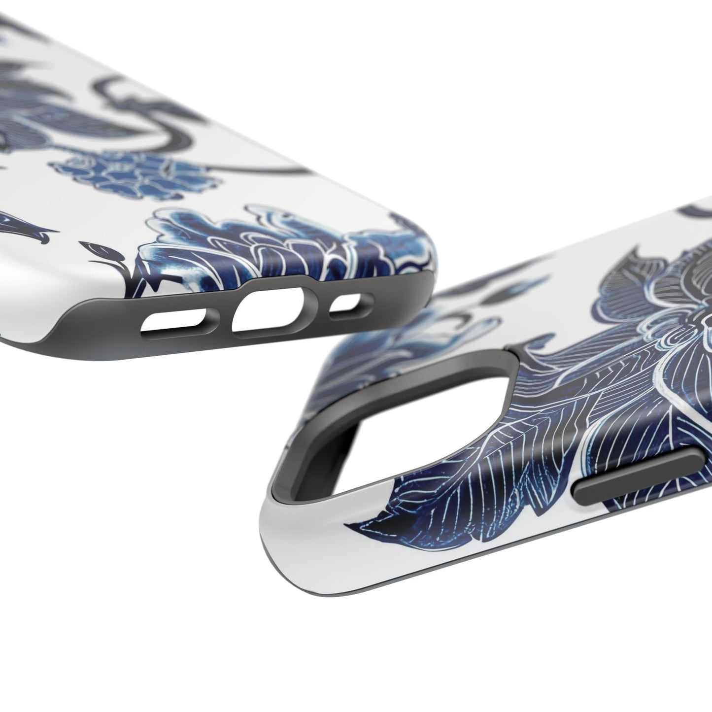 Magnetic Impact - Resistant Phone Case — Blue Botanical Floral Design - DIGITAL X