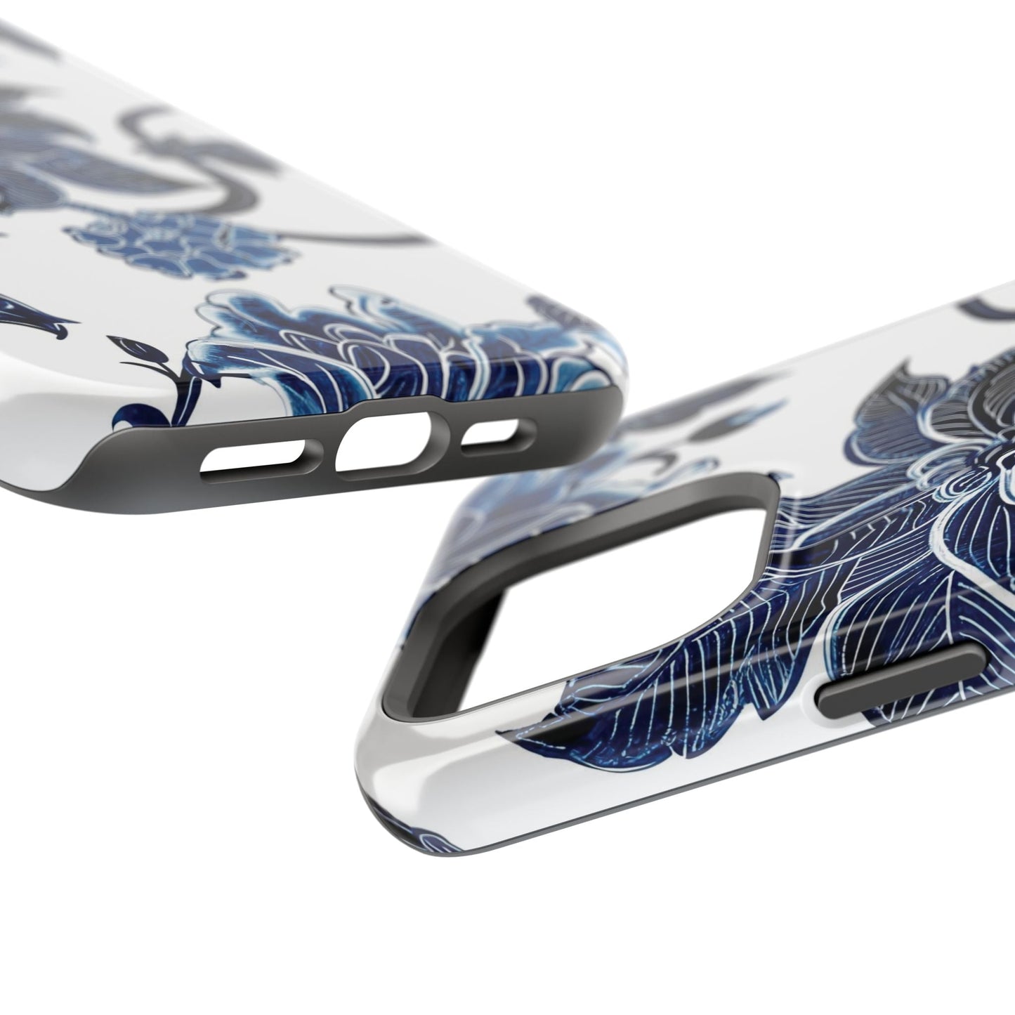 Magnetic Impact - Resistant Phone Case — Blue Botanical Floral Design - DIGITAL X